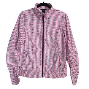 Nivo Womens Pink Purple Geometric Full Zip Golf Jacket Mock Neck Size Small